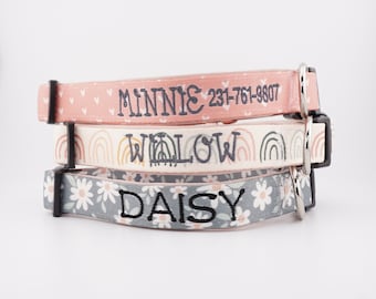 Dog Collars Personalized dog collar embroidered dog collar floral custom collar girl dog collar collars cute new puppy boho rainbow daisy