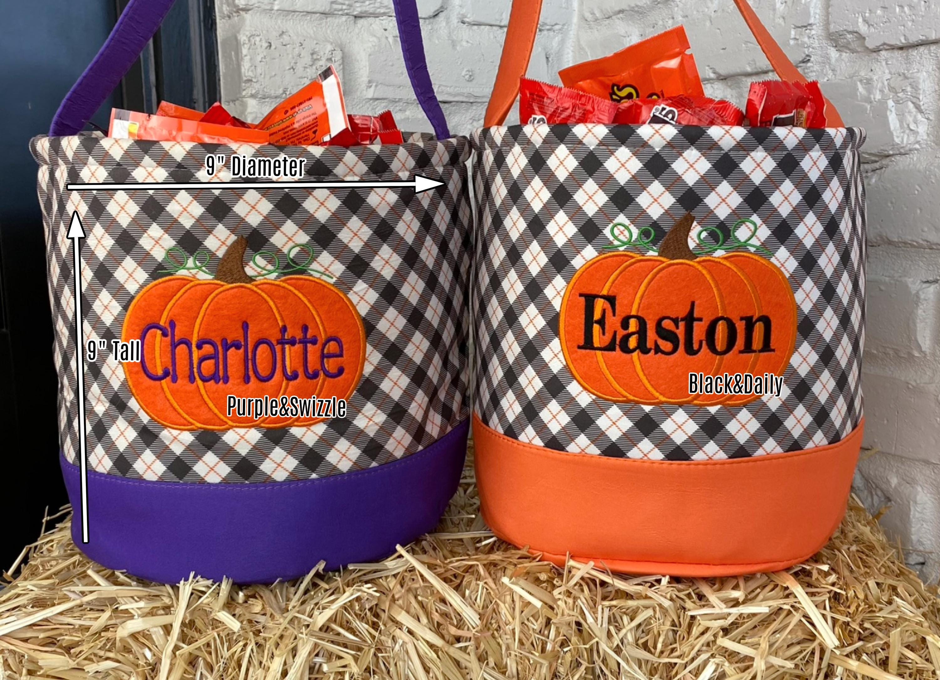 Trick or treat bag, Trick-or-treat bucket,  Halloween Bucket, Personalized, Halloween Basket, monogram, trick-or-treat, Halloween bag