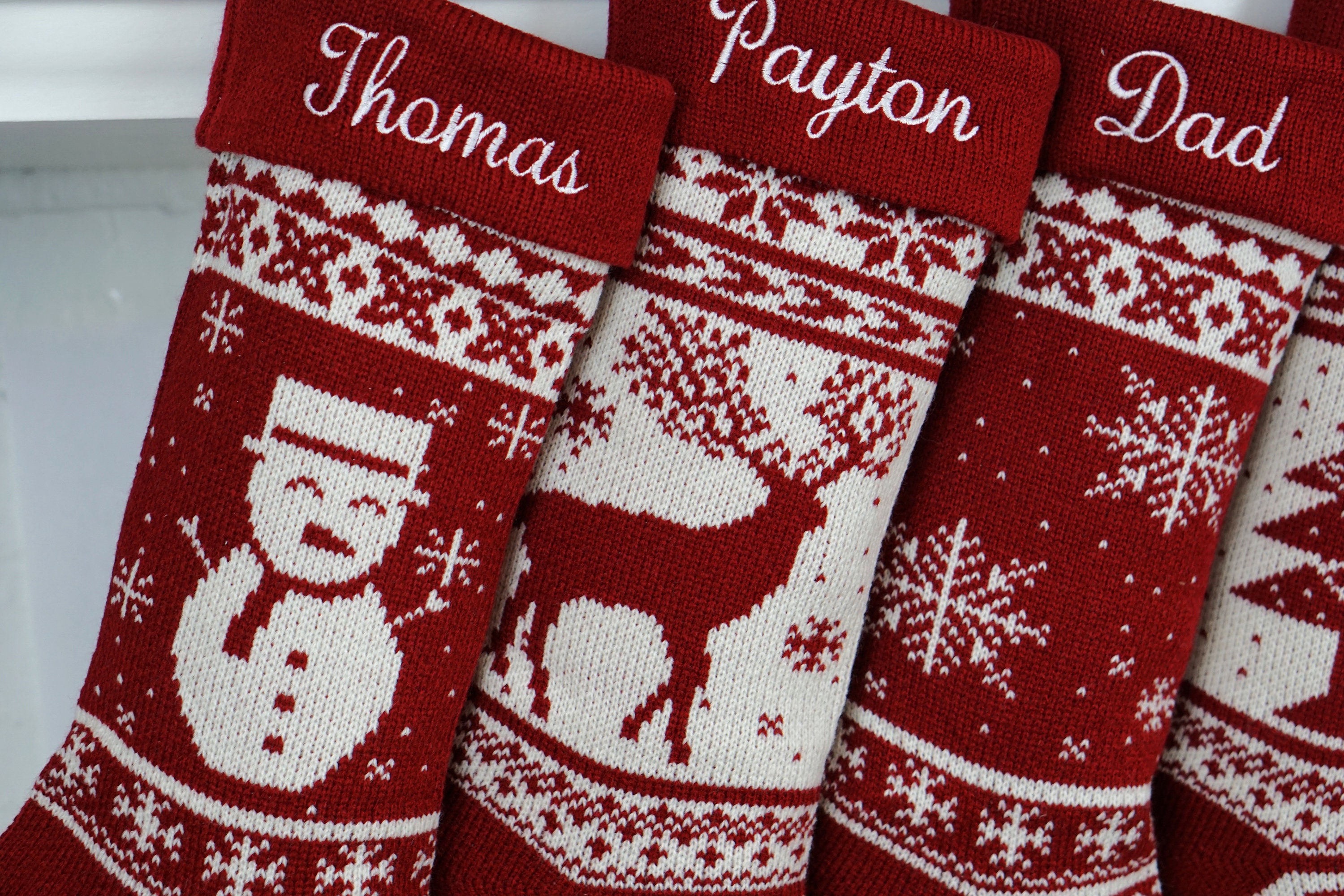Christmas Stockings Knit Holiday Décor stocking Christmas Décor Personalized Dog Stocking custom stockings Farmhouse Christmas Holiday red