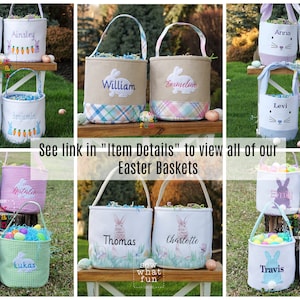 Easter basket, Personalized Easter Basket, monogram easter basket, girls basket, boys basket, girls easter basket, embroidered, Check, bag image 10