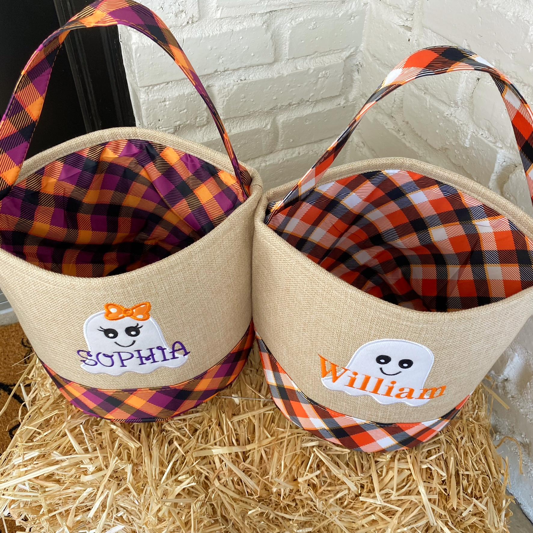 Trick or treat bag, Trick-or-treat bucket,  Halloween Bucket, Personalized, Halloween Basket, monogram, trick-or-treat, Halloween bag