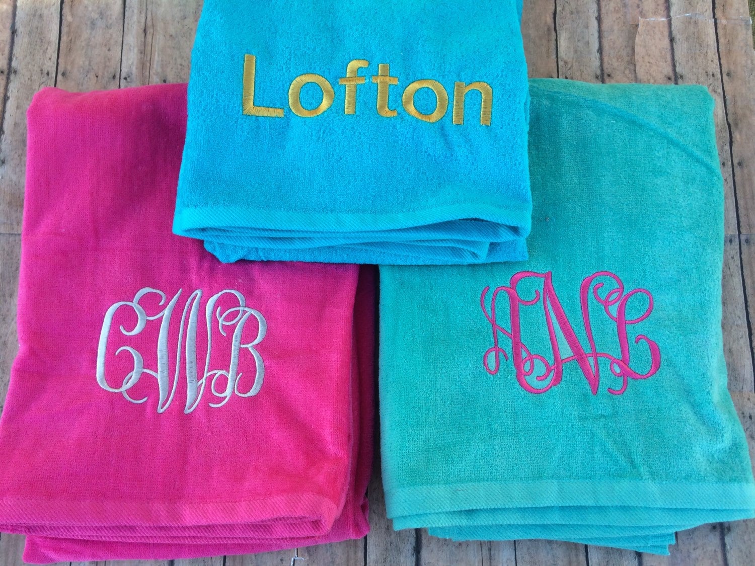 Monogrammed Beach Towel monogrammed towel monogram towel Etsy
