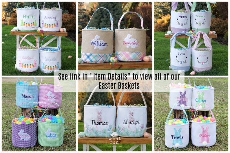 Easter basket, Personalized Easter Basket, monogram easter basket, girls basket, boys basket, girls easter basket, embroidered, linen,burlap image 10