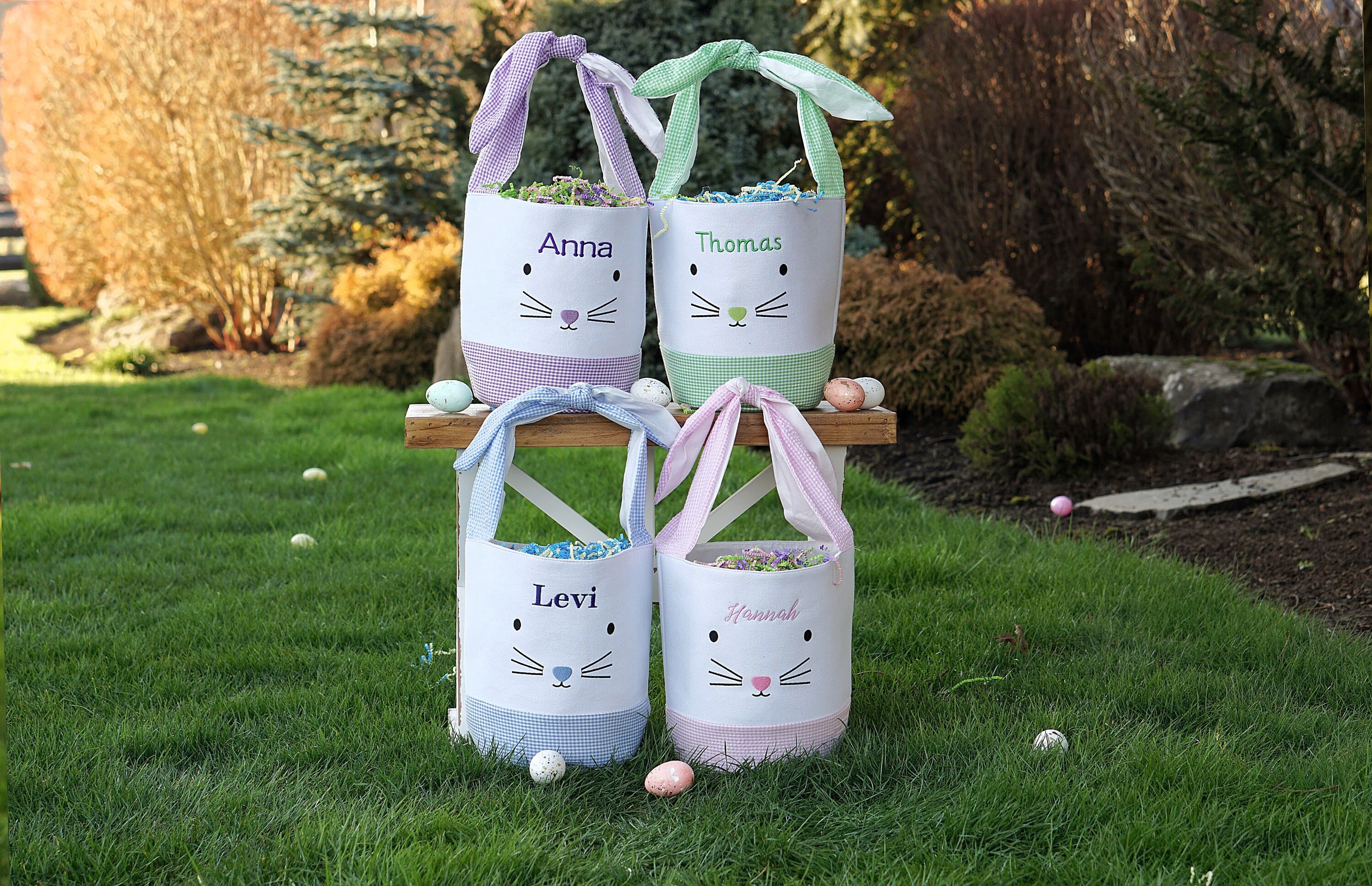 Easter basket, Personalized Easter Basket, monogram easter basket, girls basket, boys basket, girls easter basket, embroidered, Check, bag
