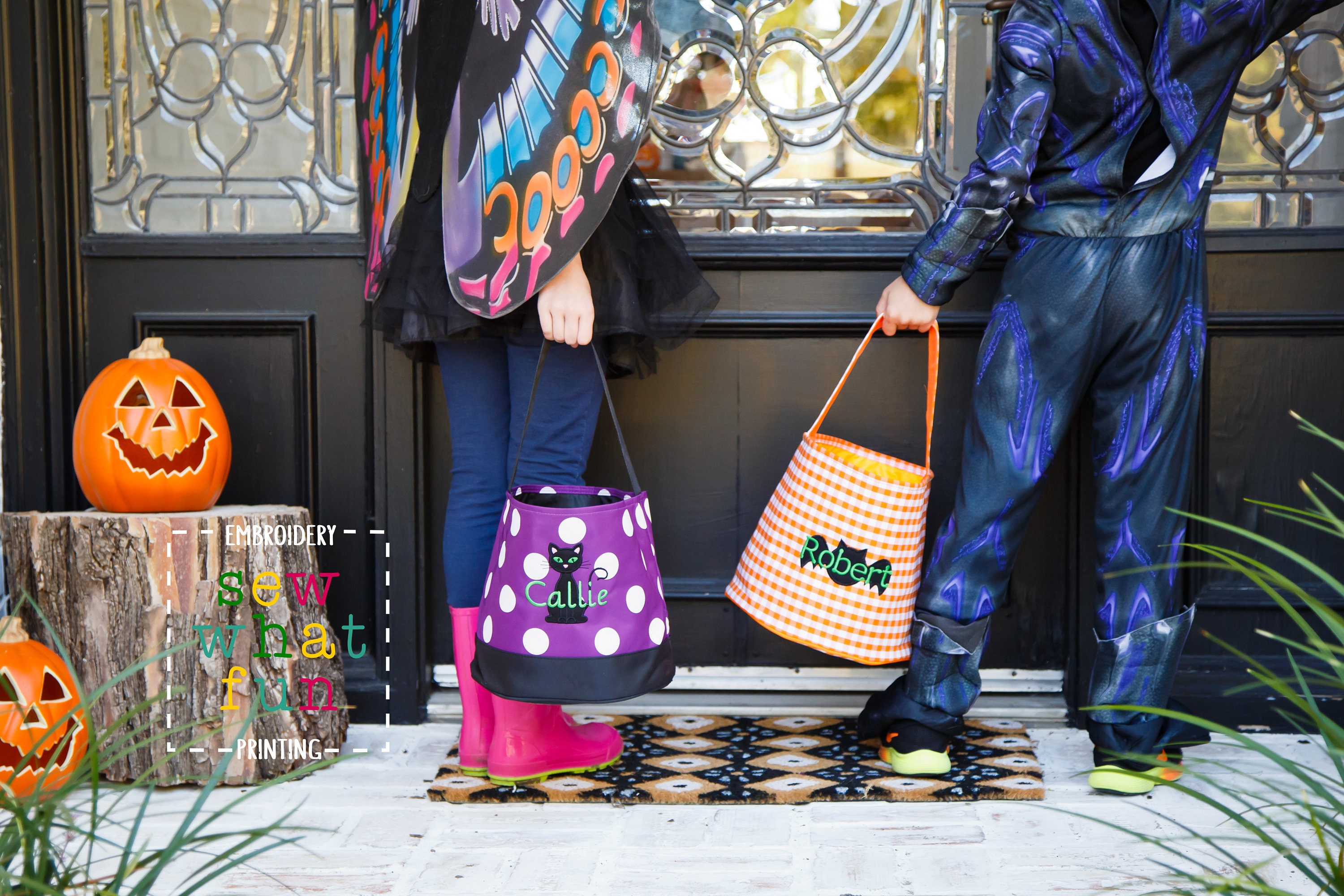 Trick or treat bag, Trick-or-treat bucket,  Halloween Bucket, Personalized, Halloween Basket, monogram, trick-or-treat, Halloween bag
