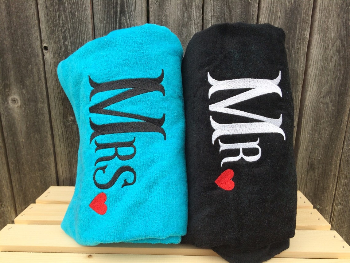 Mr Mrs Beach Towel Set Mr and mrs Wedding gift beach Etsy