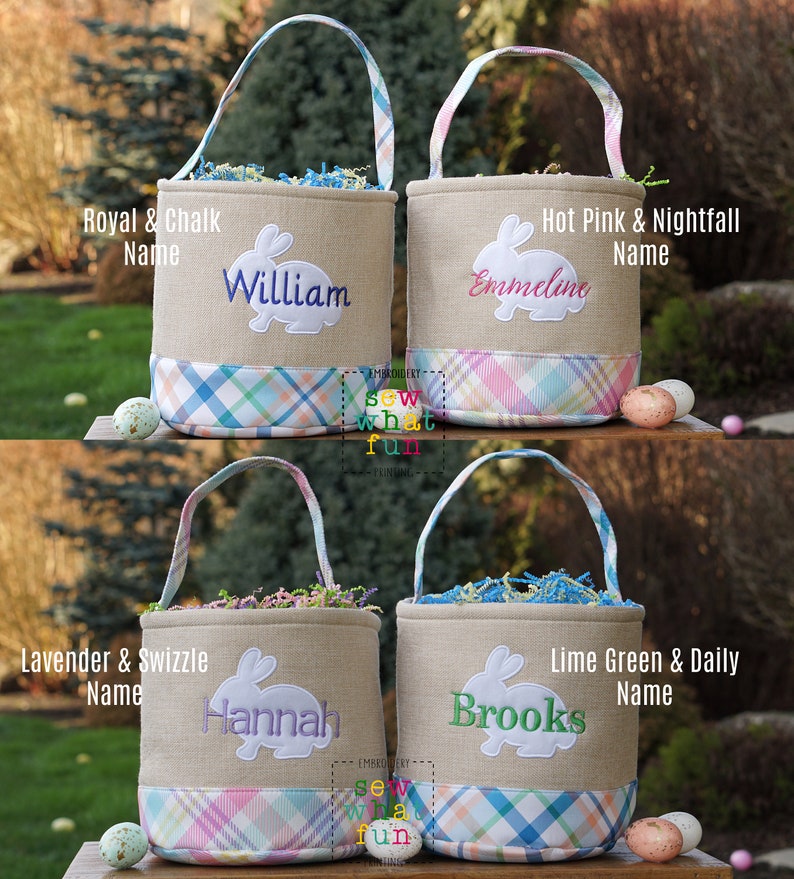 Easter basket, Personalized Easter Basket, monogram easter basket, girls basket, boys basket, girls easter basket, embroidered, linen,burlap image 3