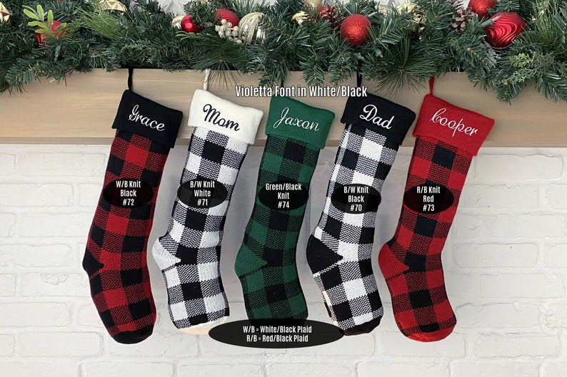 Medias de Navidad Buffalo Knit Decoración navideña Decoración navideña Medias personalizadas para perros Medias personalizadas Granja Casa de vacaciones navideñas imagen 3