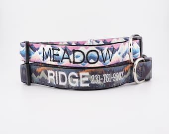 Dog Collars Personalized dog collar embroidered dog collar mountain custom boy dog collar girl dog collar collars nature collar hiking puppy