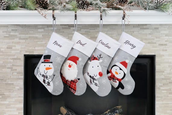 Christmas Stockings Gray Holiday Décor stocking Christmas Décor Personalized Dog Stocking custom stockings Farmhouse Christmas Holiday home