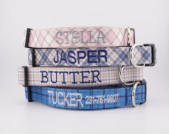 Dog Collars Personalized dog collar embroidered dog collar plaid custom boy dog collar girl dog collar collars cute puppy gift new puppy