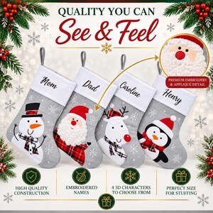 Christmas Stockings Gray Holiday Décor stocking Christmas Décor Personalized Dog Stocking custom stockings Farmhouse Christmas Holiday home image 5