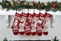 Christmas Stockings Knit Holiday Décor, Custom Stocking Personalized for Dog or Family, Cozy Red Christmas Mantel Decor 2025