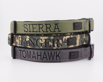 Halsbanden Gepersonaliseerde halsband geborduurde halsband militaire aangepaste jongen halsband meisje halsband Camo kraag cadeau nieuwe puppy