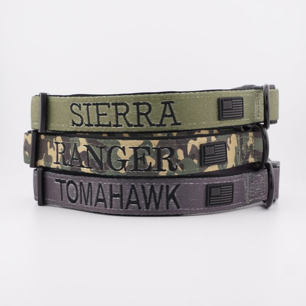 Halsbanden Gepersonaliseerde halsband geborduurde halsband militaire aangepaste jongen halsband meisje halsband Camo kraag cadeau nieuwe puppy