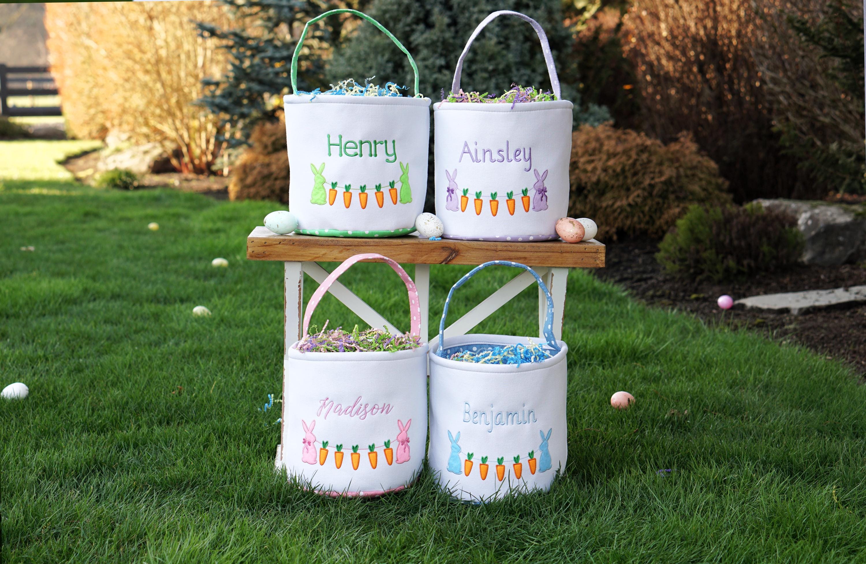 Easter basket, Personalized Easter Basket, monogram easter basket, girls basket, boys basket, girls easter basket, embroidered, rabbit