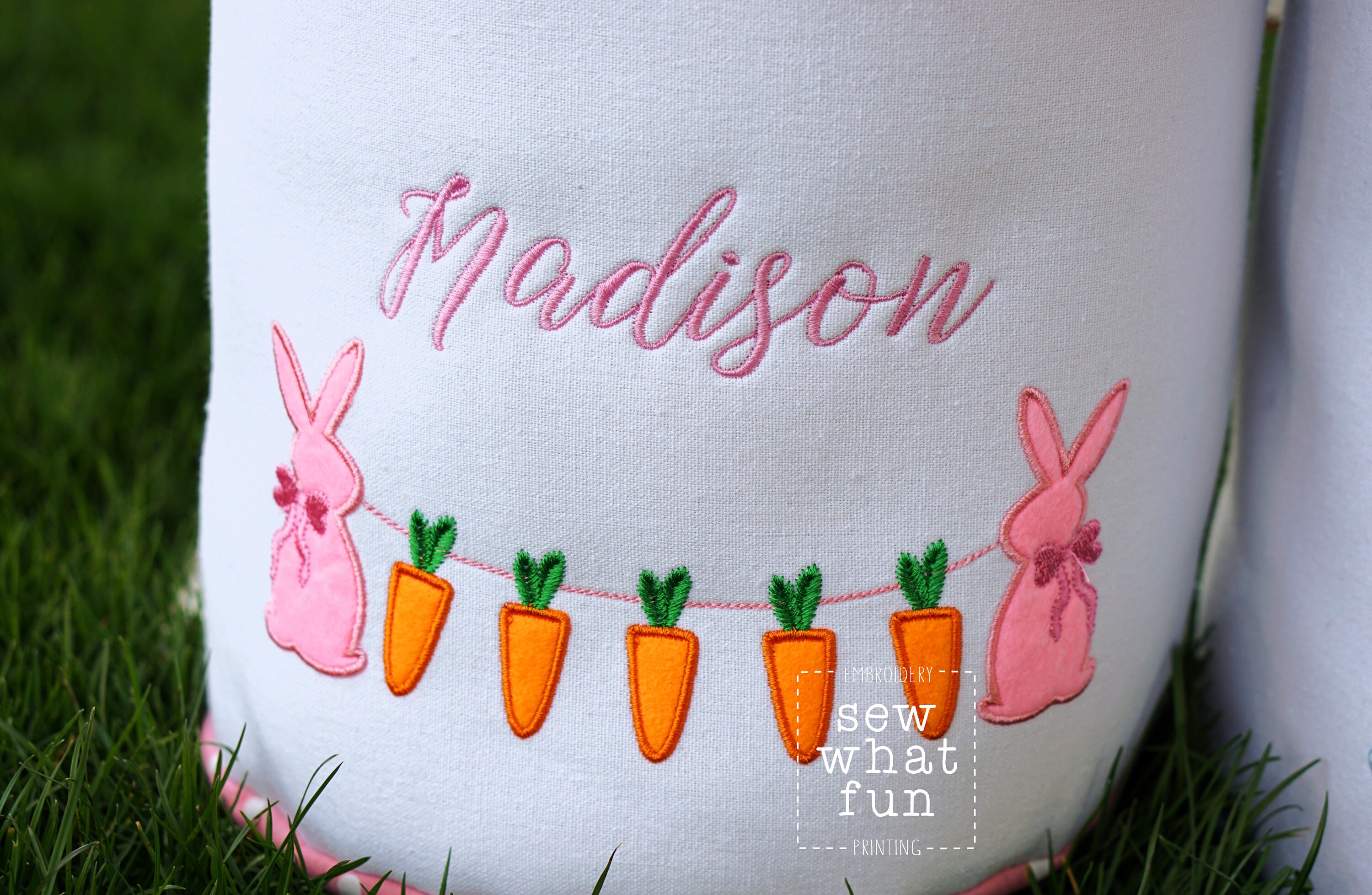 Easter basket, Personalized Easter Basket, monogram easter basket, girls basket, boys basket, girls easter basket, embroidered, rabbit