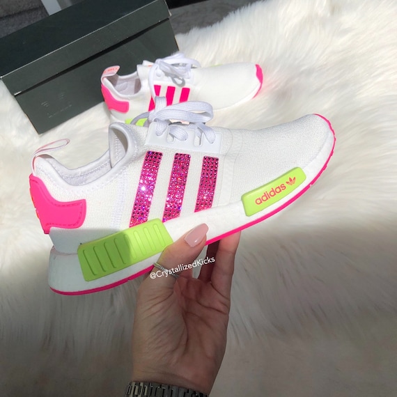 Swarovski Adidas NMD R1 Runner Women Made with SWAROVSKI® Xirius Rose Crystals WhiteNeonPink Swarovski Adidas NMD R1 Runner Women Made with SWAROVSKI® Xirius Rose Crystals WhiteNeonPink
