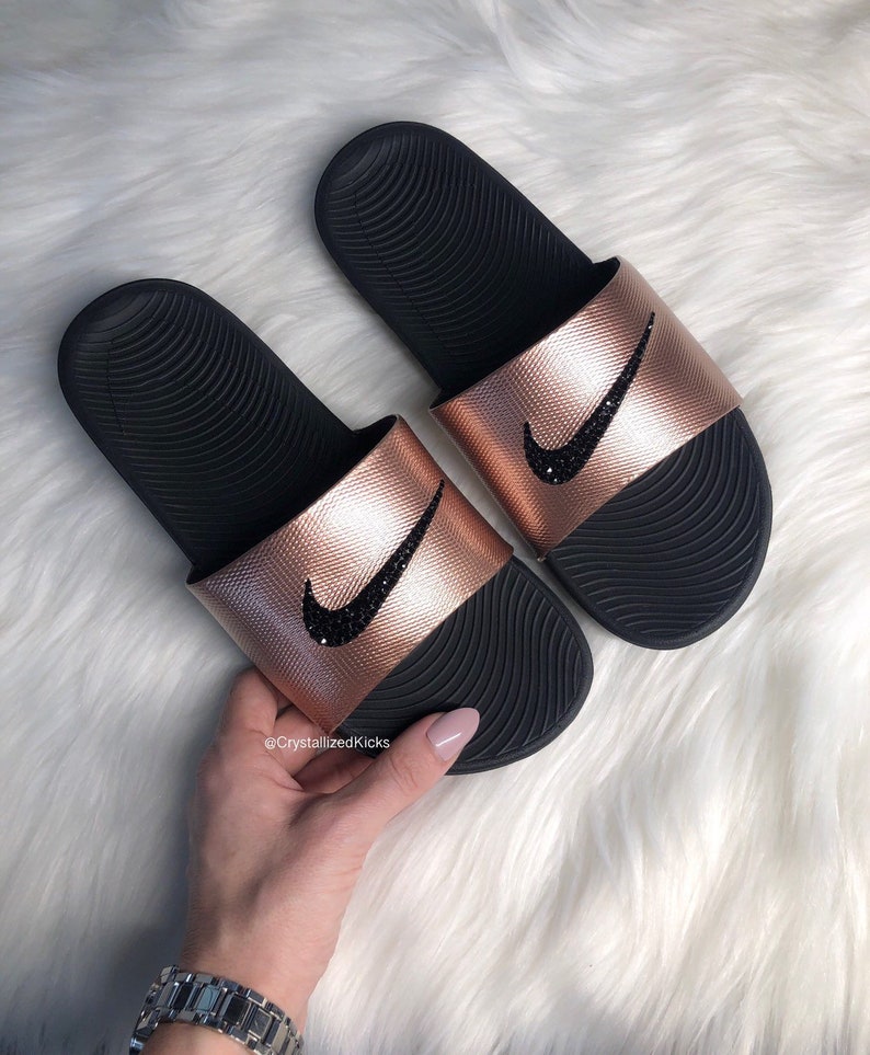 nike kawa slide rose gold