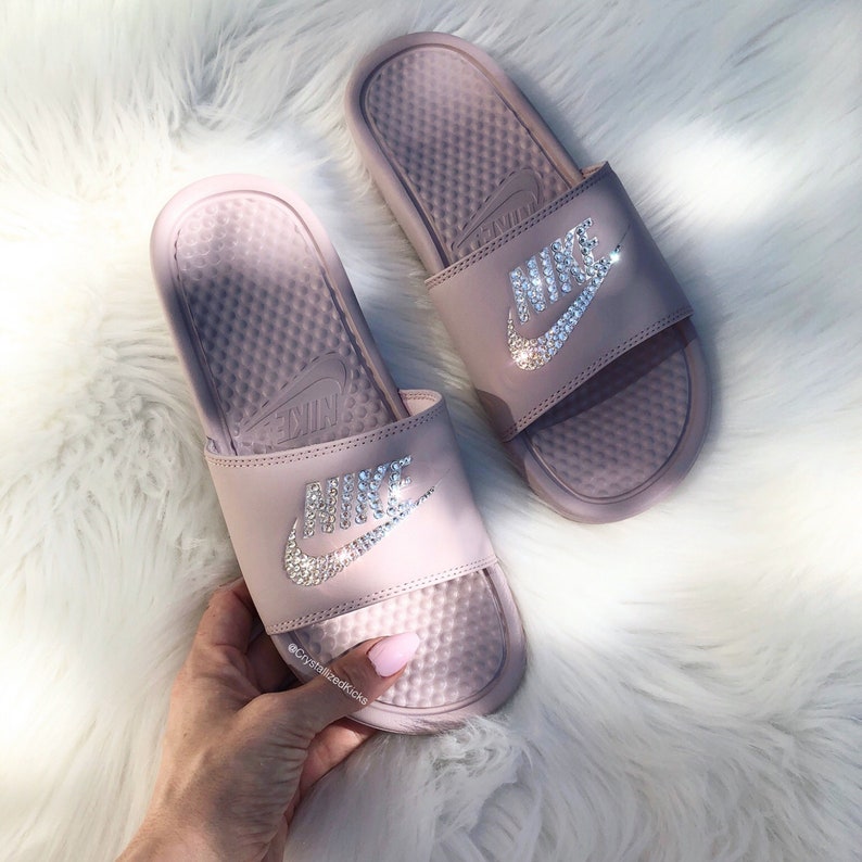 blush nike slides