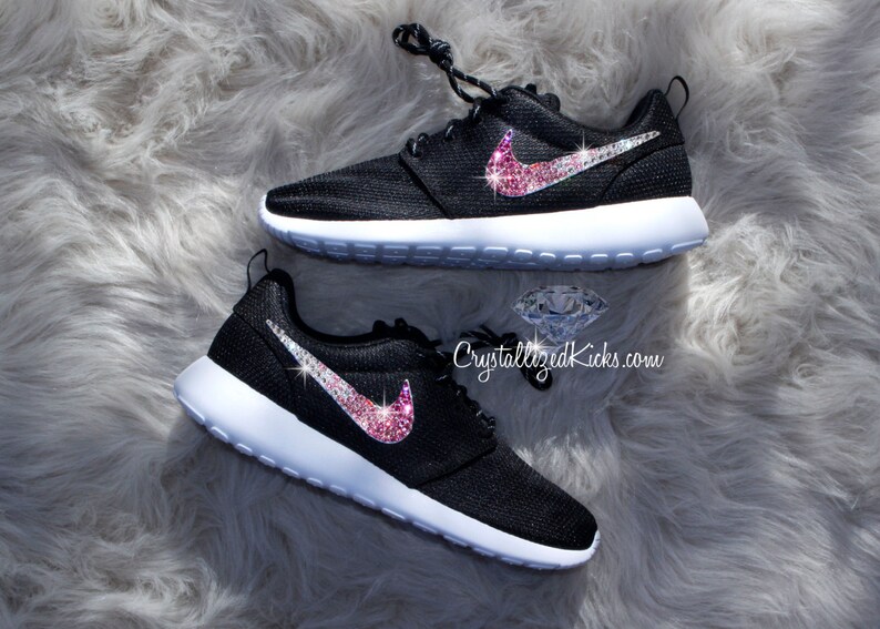 Nike Roshe Run Metallic White Platinum made with PINK SWAROVSKI crystals Nike Roshe Run Metallic White Platinum made with PINK SWAROVSKI crystals