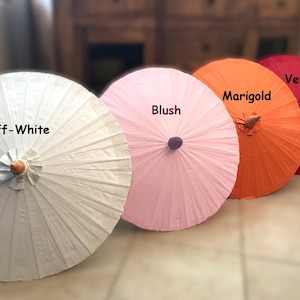 Waterproof 28" Parasols, Cotton Canvas Canopy with bamboo frame - Sun Shade for Weddings and Fairs