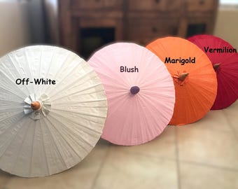 Waterproof 28" Parasols, Cotton Canvas Canopy with bamboo frame - Sun Shade for Weddings and Fairs