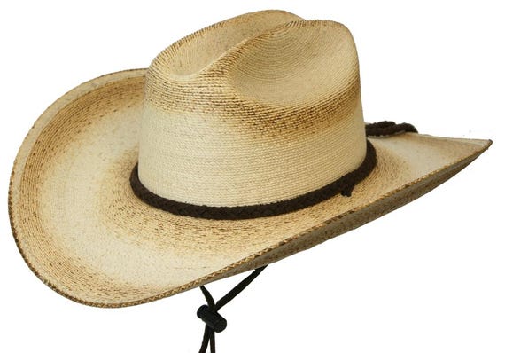 Distressed Mexican Palm Western Hat - Cattleman Style - Etsy display picture 3