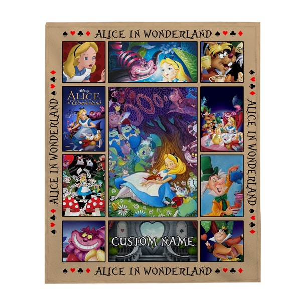 Disney Alice In Wonderland Blanket, Alice Cartoon Blanket, Alice Wonderland Velveteen Plush Blanker, Birthday Gift, Sofa Blanket N-15032309