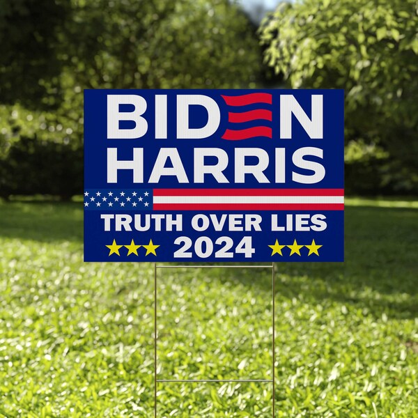 Biden Harris Truth Over Lies Double-sided Yard Sign, Biden Harris 2024 Sign, America Election Sign, Joe Biden For President Sign CZFF13