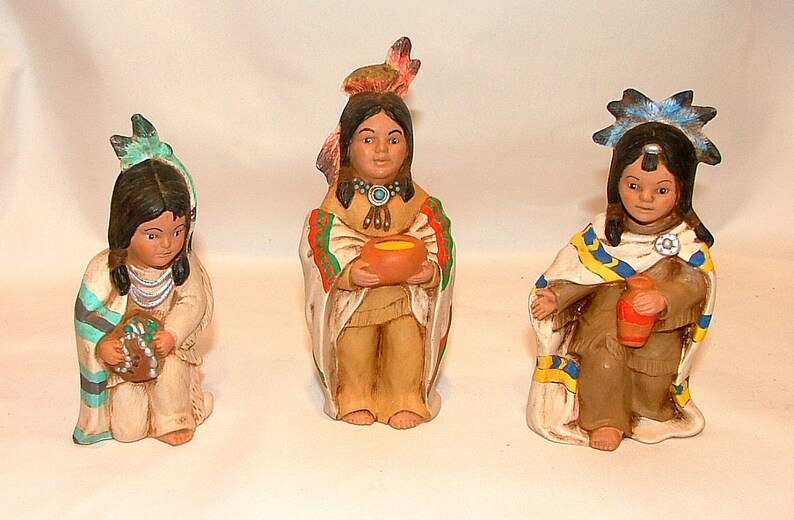 Ceramic Native American Indian Nativity Set 19 Pieces Rustic Etsy
