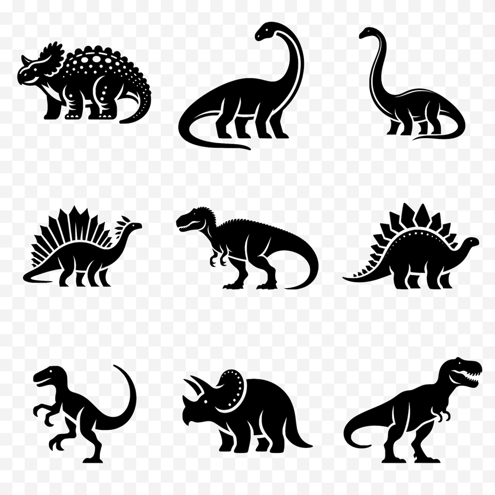 Dinosaur SVG Clipart Bundle – Black Silhouette Vector (digital Download ...
