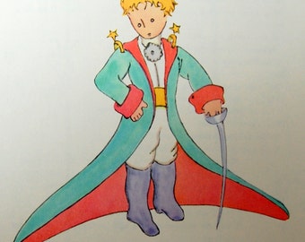 The Little Prince Children's Book Color Plate, Vintage Illustration 6.75" x 8.5"