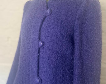 70s Vibrant Mauve Boucle Fitted Coat