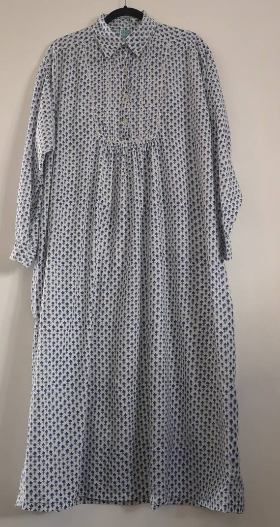 70s Anokhi Indian Printed Cotton Smock Peasant Dre
