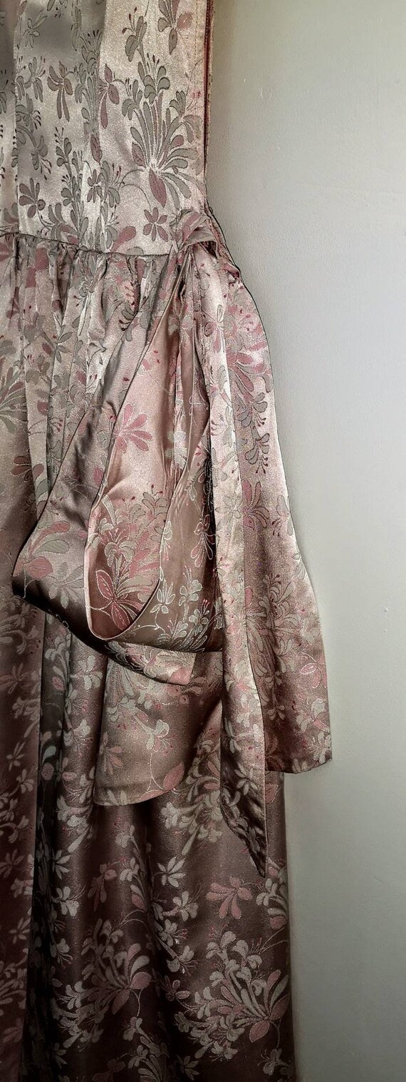 50s Pearlescent Sugar Pink Brocade Long Evening Dr