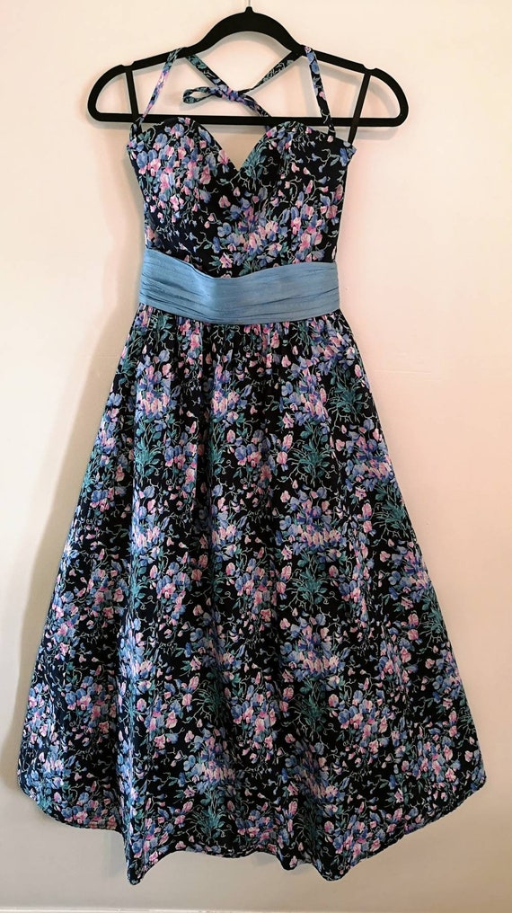 Marion Donaldson 80s Black Floral Cotton Bustier D