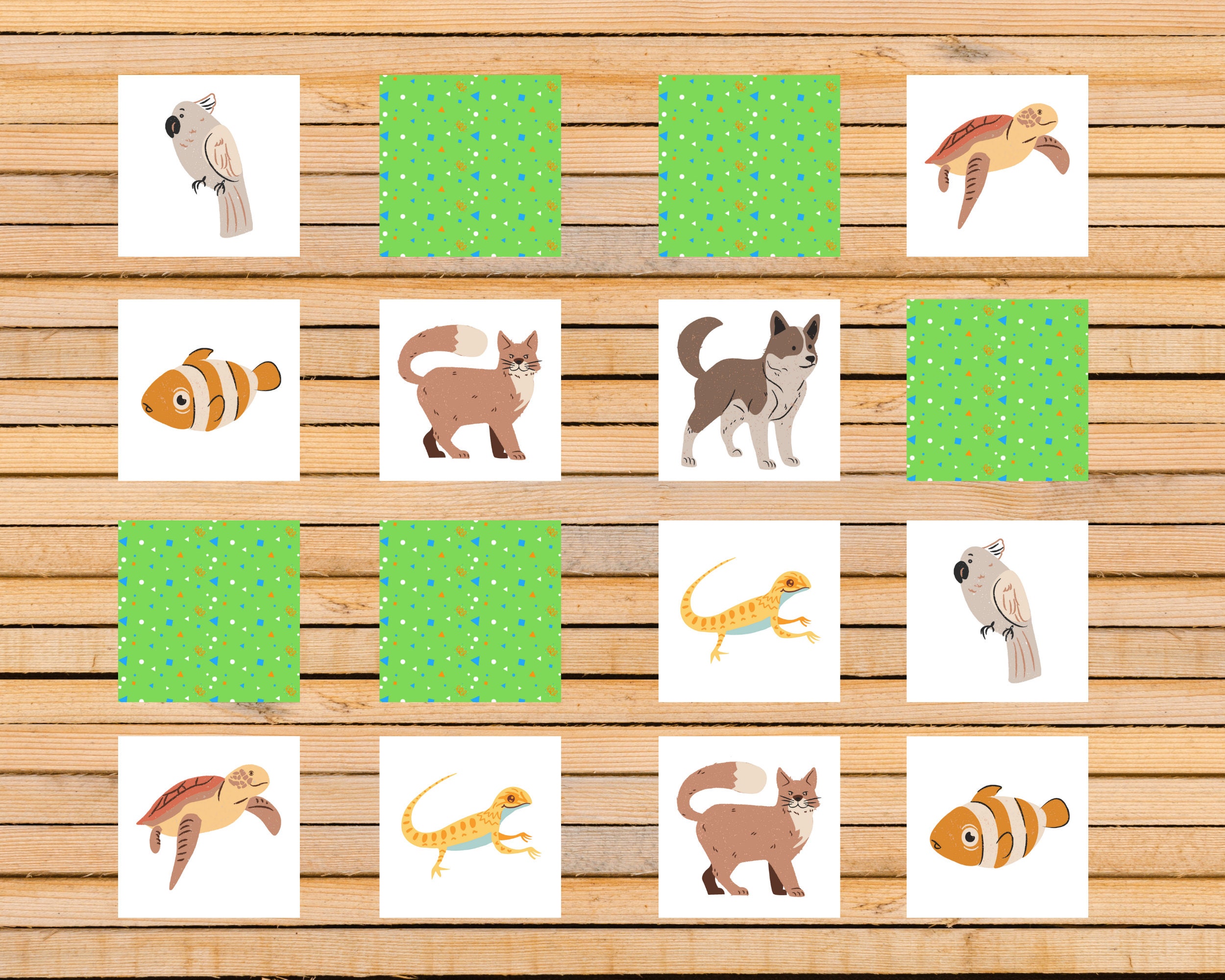Memory Game Pets Kid Printable Activity digital Etsy