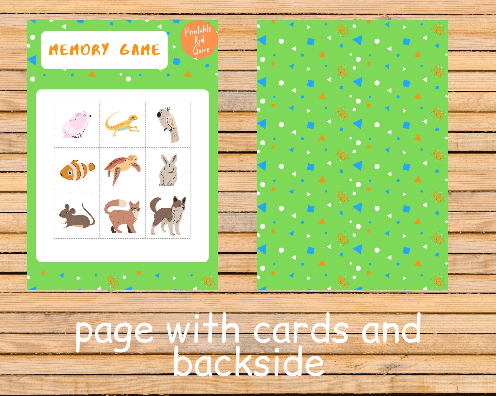Memory Game Pets Kid Printable Activity digital Etsy
