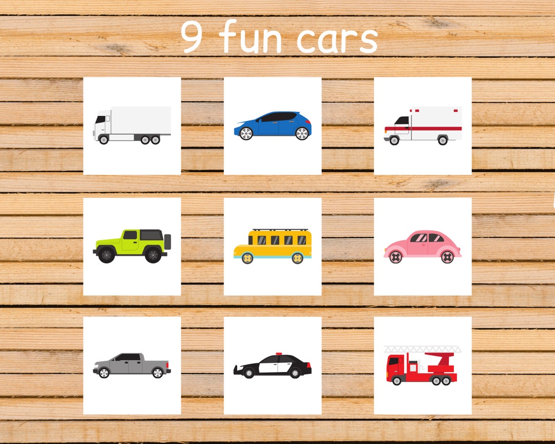 Memory Game Cars cards Kid Printable Activity digital Etsy