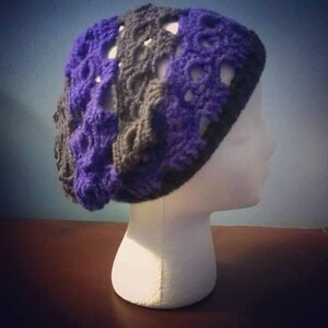 Made to Order Crocheted Adult Size Skull Slouchy Hat In Colors Of Your Choice image 4