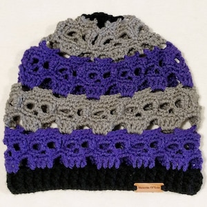 Made to Order Crocheted Adult Size Skull Slouchy Hat In Colors Of Your Choice image 1