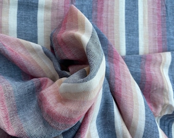 Double Faced Cotton Gauze in Sunset Black and Neutral Serape Inspired Stripe