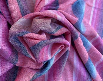 Double Faced Cotton Gauze in Persimmon Blush Pink Serape Inspired Stripe