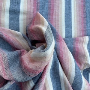 Double Faced Cotton Gauze in Sunset Black and Neutral Serape Inspired Stripe