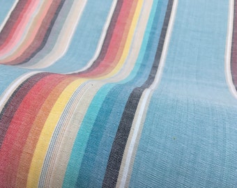 Double Faced Cotton Gauze in Sky Blue Serape Inspired Stripe