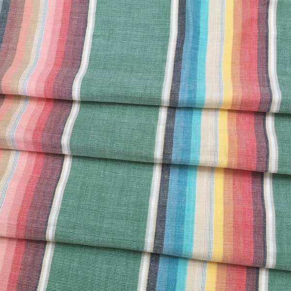 Double Faced Cotton Gauze in Cactus Green Serape Inspired Stripe