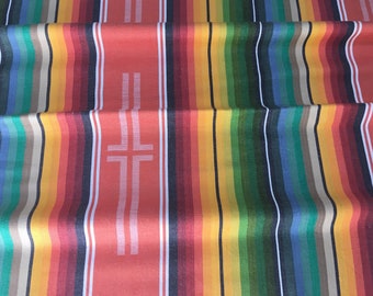 Classic Orange and Turquoise Serape Inspired Cotton Stripe with Dobby Pattern