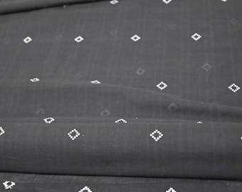 Black Cotton Khadi Handloom Voile with White Diamond Jamdani
