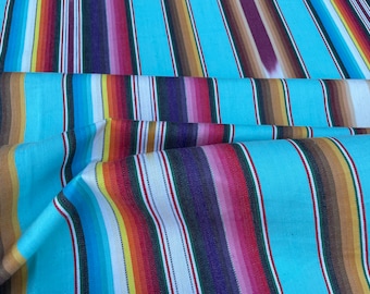 Ikat Turquoise Blue Serape Inspired Stripe in Cotton